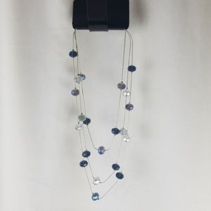 Beaded Necklace Blue Clear